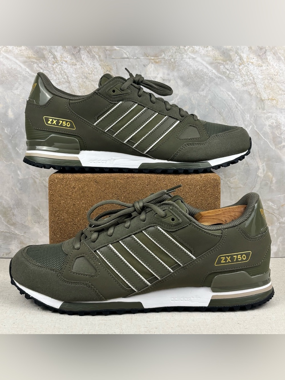 adidas Originals ZX 750 Olive Green Gold Retro Sneakers Men’s 11.5